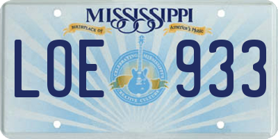 MS license plate LOE933
