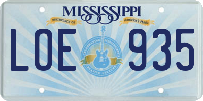 MS license plate LOE935
