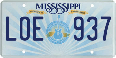 MS license plate LOE937