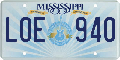 MS license plate LOE940