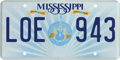 MS license plate LOE943