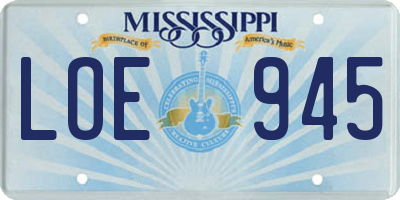 MS license plate LOE945
