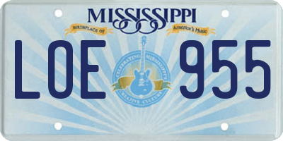 MS license plate LOE955