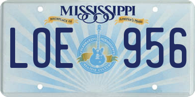 MS license plate LOE956