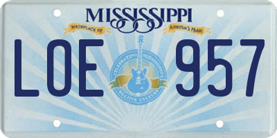 MS license plate LOE957