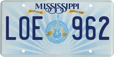 MS license plate LOE962