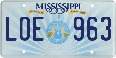 MS license plate LOE963
