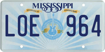 MS license plate LOE964