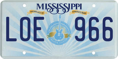 MS license plate LOE966