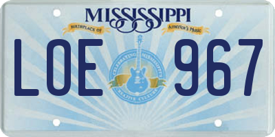 MS license plate LOE967