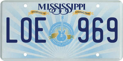 MS license plate LOE969