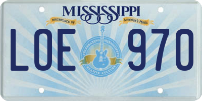 MS license plate LOE970