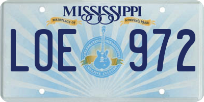 MS license plate LOE972