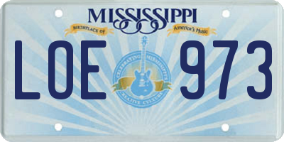 MS license plate LOE973