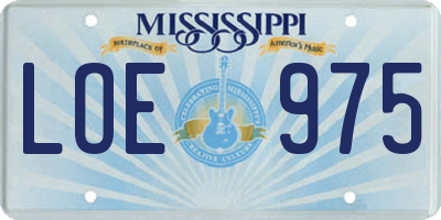MS license plate LOE975
