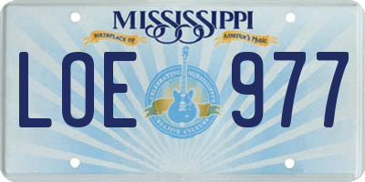 MS license plate LOE977
