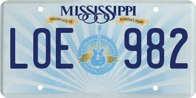 MS license plate LOE982