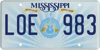 MS license plate LOE983