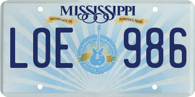 MS license plate LOE986