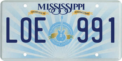 MS license plate LOE991