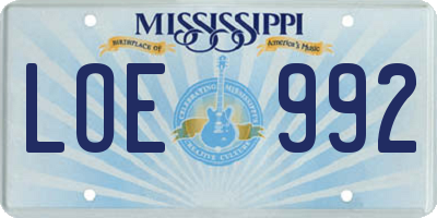 MS license plate LOE992