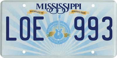 MS license plate LOE993