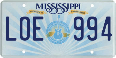 MS license plate LOE994