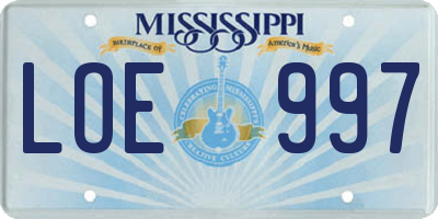 MS license plate LOE997