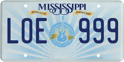 MS license plate LOE999