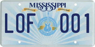 MS license plate LOF001