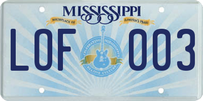 MS license plate LOF003