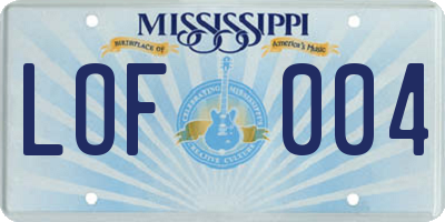 MS license plate LOF004