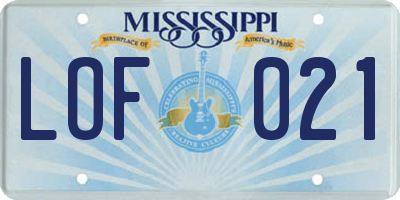 MS license plate LOF021