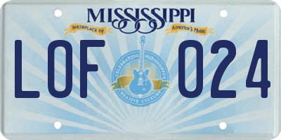 MS license plate LOF024
