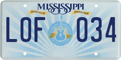 MS license plate LOF034
