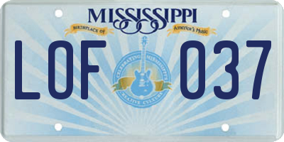 MS license plate LOF037