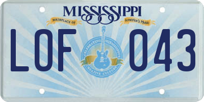 MS license plate LOF043