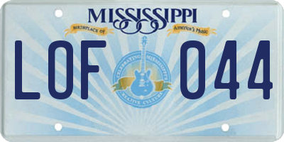 MS license plate LOF044