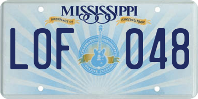 MS license plate LOF048