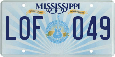 MS license plate LOF049