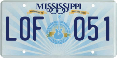 MS license plate LOF051