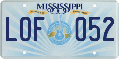 MS license plate LOF052