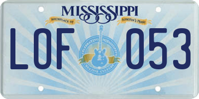 MS license plate LOF053