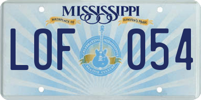 MS license plate LOF054