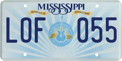 MS license plate LOF055