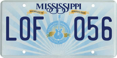 MS license plate LOF056