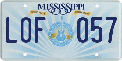 MS license plate LOF057