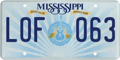 MS license plate LOF063