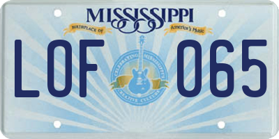 MS license plate LOF065