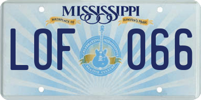 MS license plate LOF066